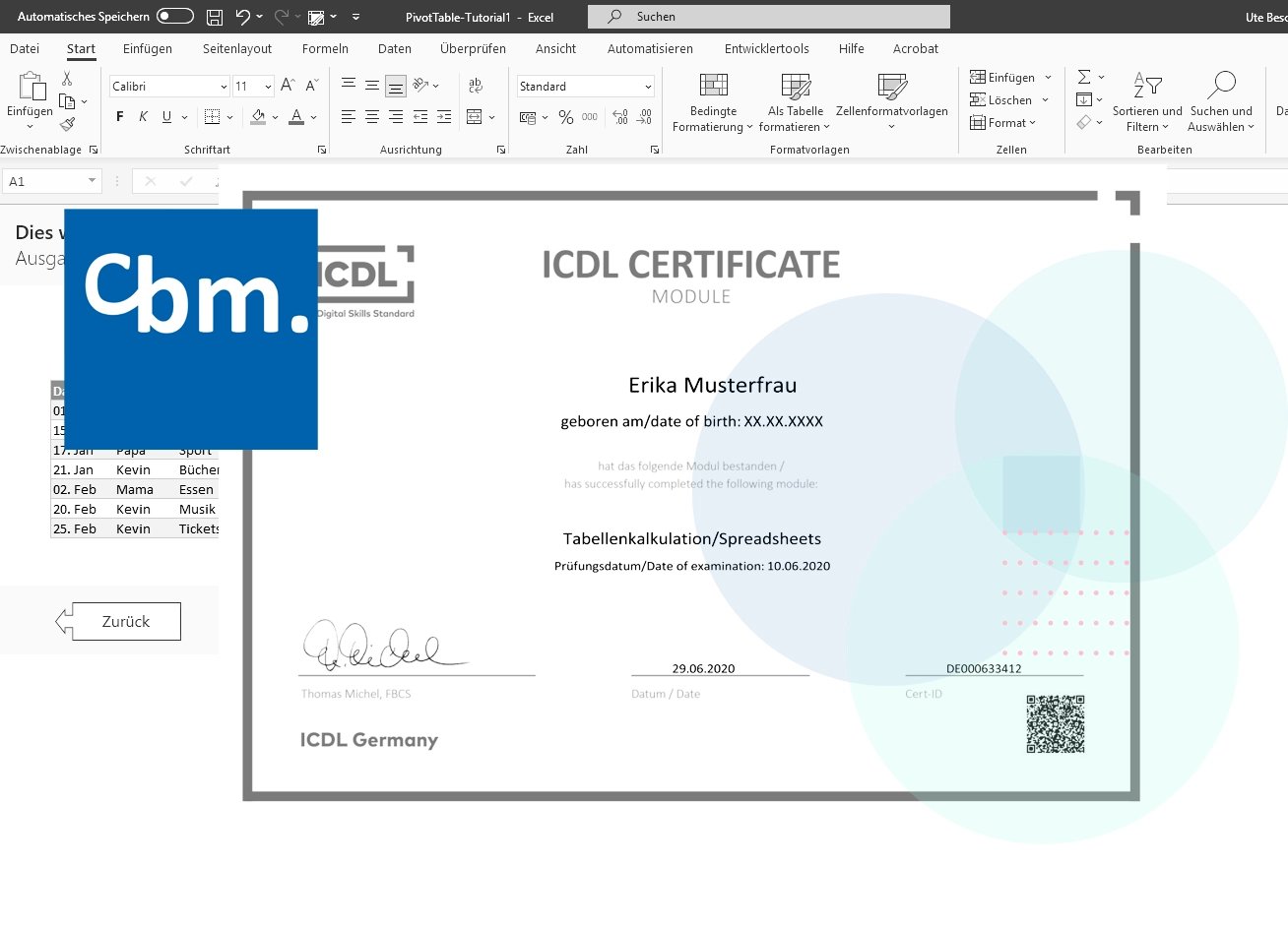 ICDL MS Excel Modul bei cbm in Bremen