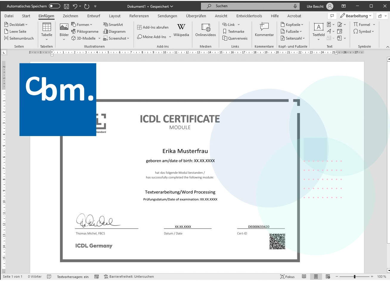 ICDL MS Word Modul bei cbm in Bremen